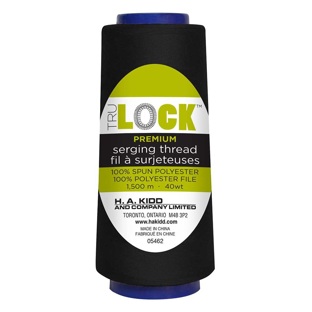 TruLock Premium Serger Thread, Size: 1500 m, Colour: Black
