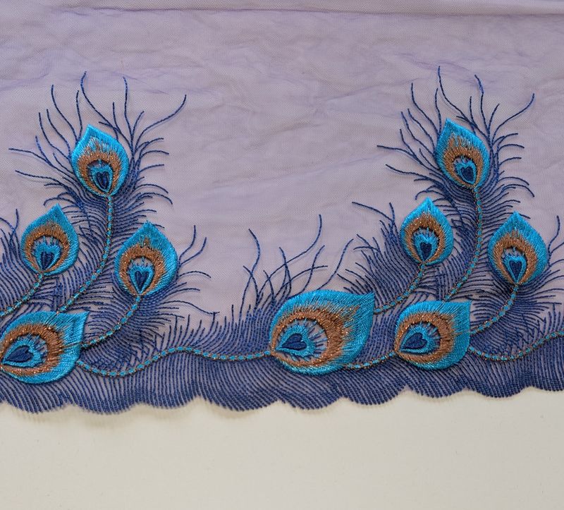 Peacock Elegance Embroidered Lace