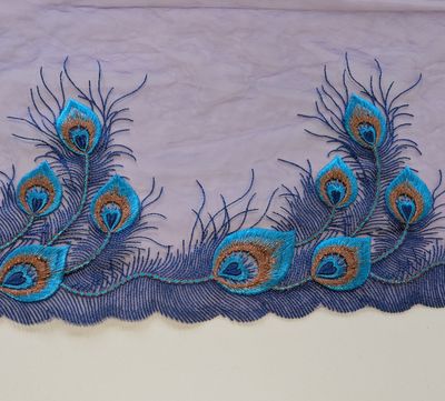 Peacock Elegance Embroidered Lace