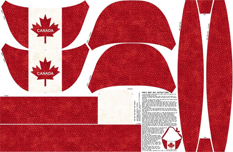 Canadian Classics 3 Canvas Cross Body Bag Panel by Deborah Edwards (Finished Bag: 16.5" x 7.25" x 4")