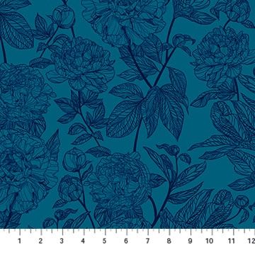 Indelible Peony in Ocean by Anna Maria Textile