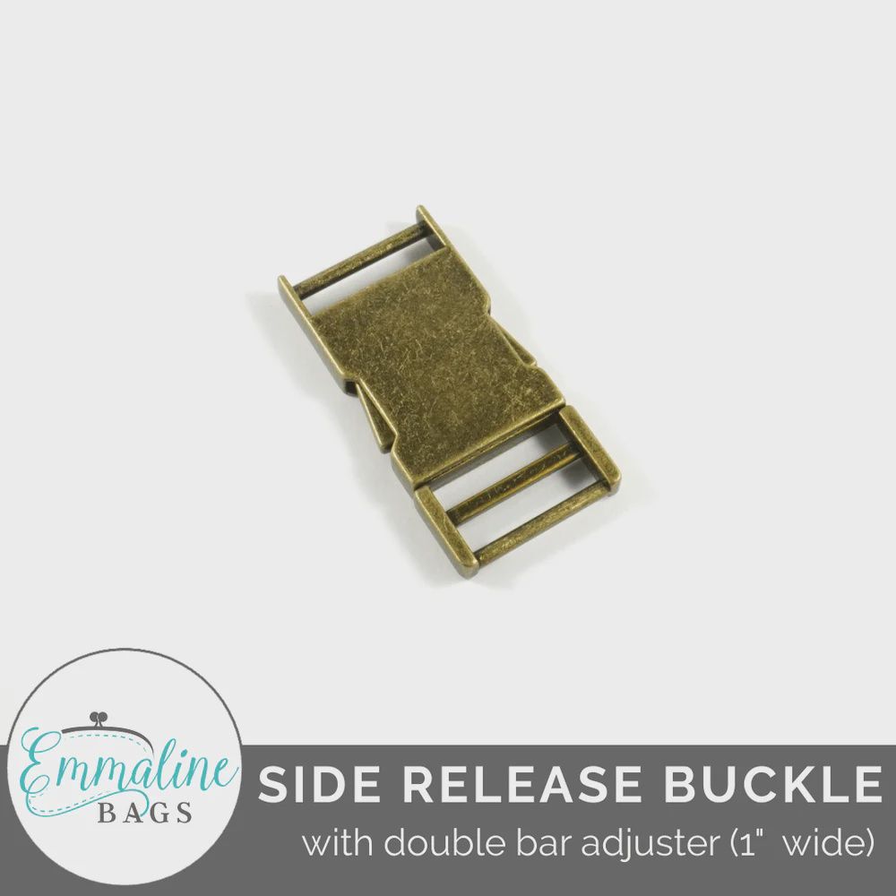 Side Release Buckle: With Double Bar Adjuster - 1&quot; (25 mm), Finish: Antique Brass