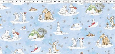 Snowtime Toile Y4550-29 in Light Blue by Anita Jeram for Clothworks