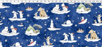 Snowtime Toile Y4550-30 in Dark Blue by Anita Jeram for Clothworks