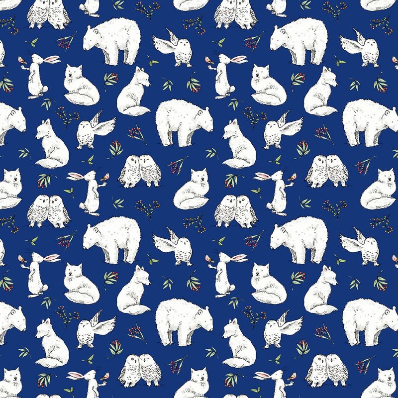 Snowtime Winter Animals Y4551-30 Dark Blue by Anita Jeram for Clothworks