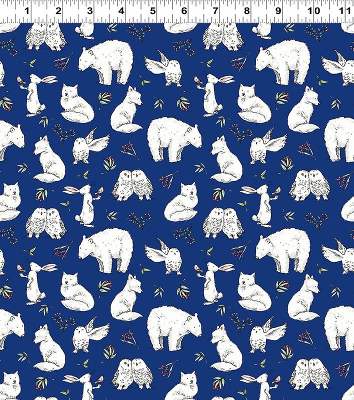 Snowtime Winter Animals Y4551-30 Dark Blue by Anita Jeram for Clothworks