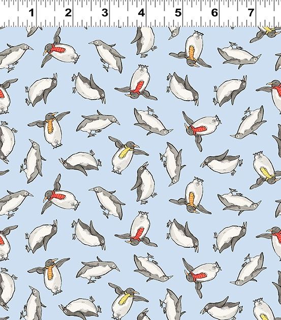 Snowtime Penguins Y4552-29 Light Blue by Anita Jeram for Clothworks