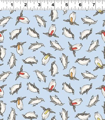 Snowtime Penguins Y4552-29 Light Blue by Anita Jeram for Clothworks