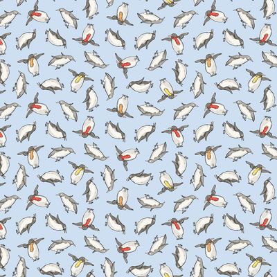 Snowtime Penguins Y4552-29 Light Blue by Anita Jeram for Clothworks