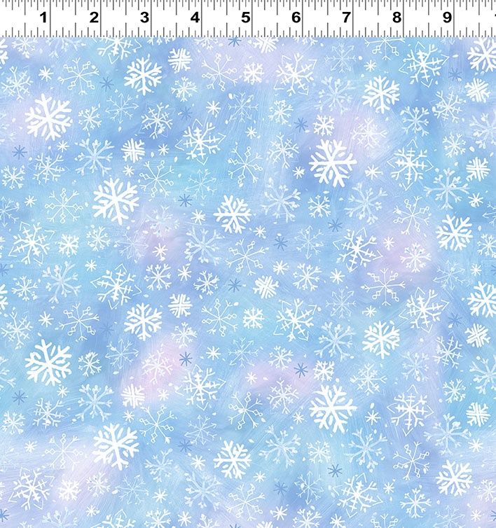 Snowtime Digital Snowflakes Y4554-29 Light Blue by Anita Jeram for Clothworks
