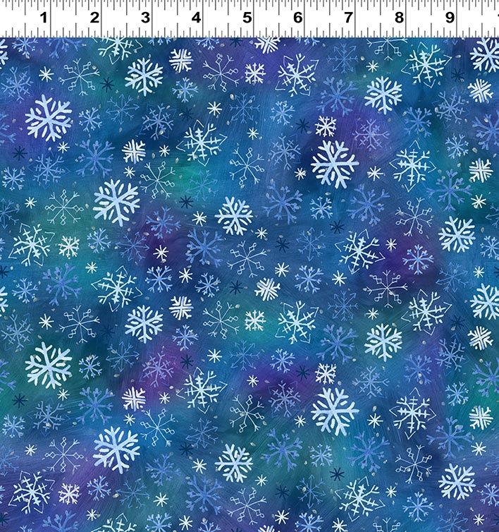 Snowtime Digital Snowflakes Y4554-30 Dark Blue by Anita Jeram for Clothworks