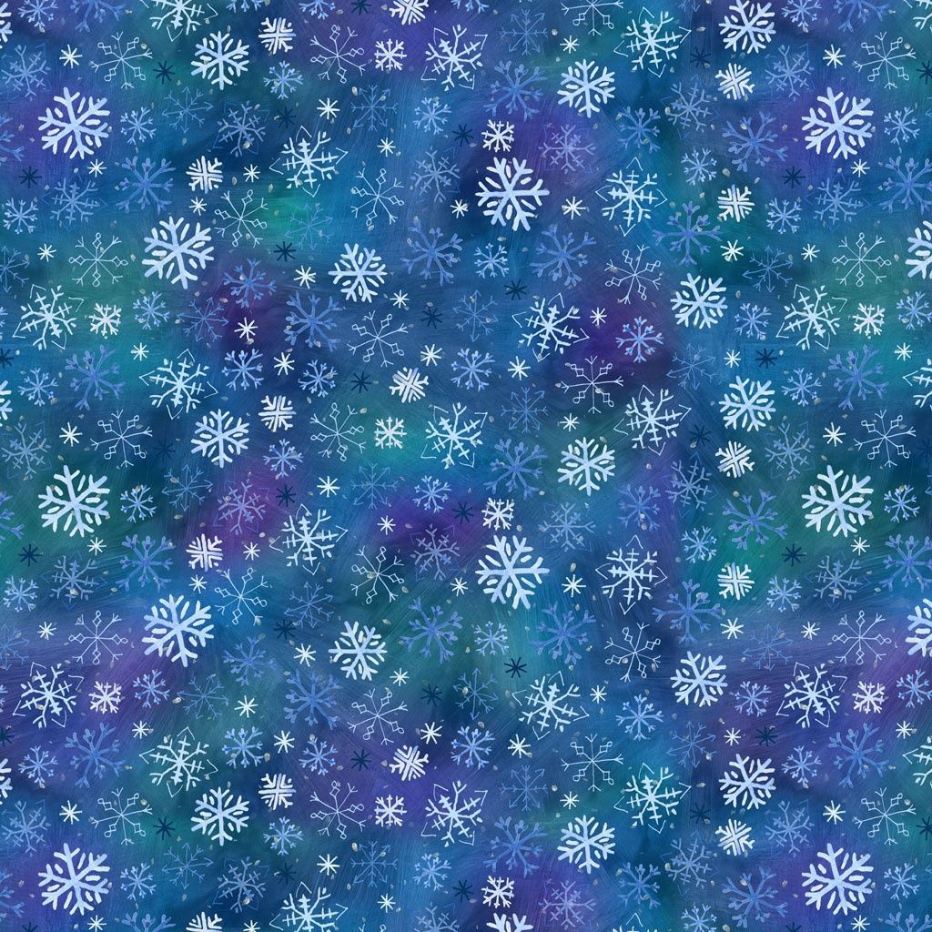 Snowtime Digital Snowflakes Y4554-30 Dark Blue by Anita Jeram for Clothworks