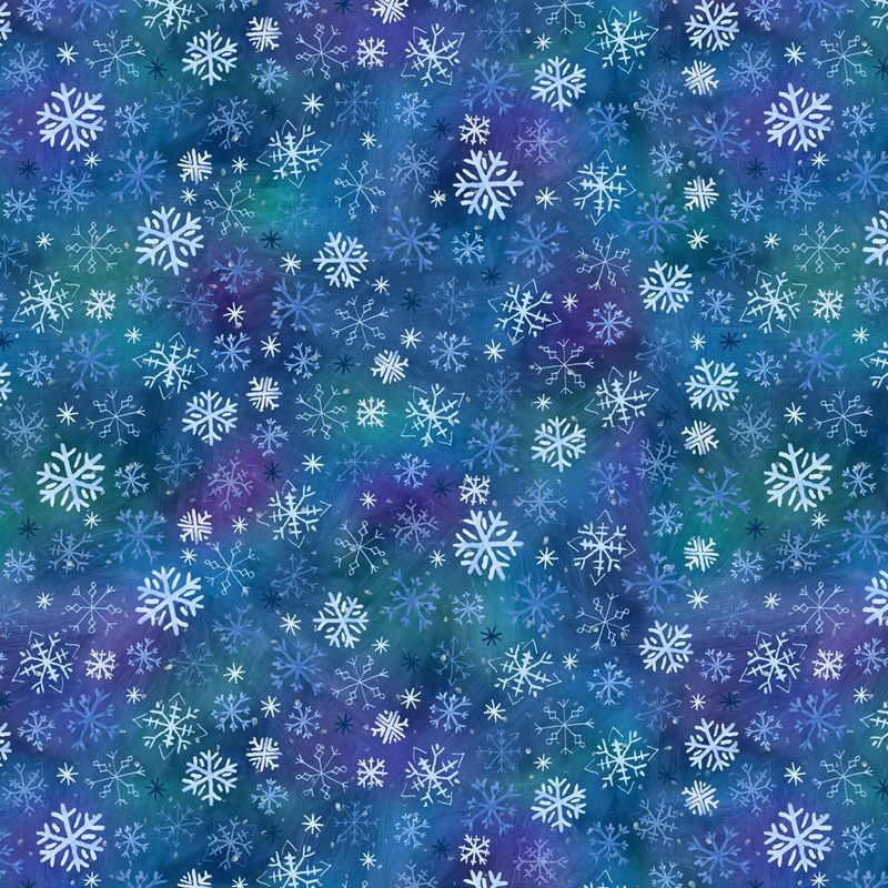 Snowtime Digital Snowflakes Y4554-30 Dark Blue by Anita Jeram for Clothworks