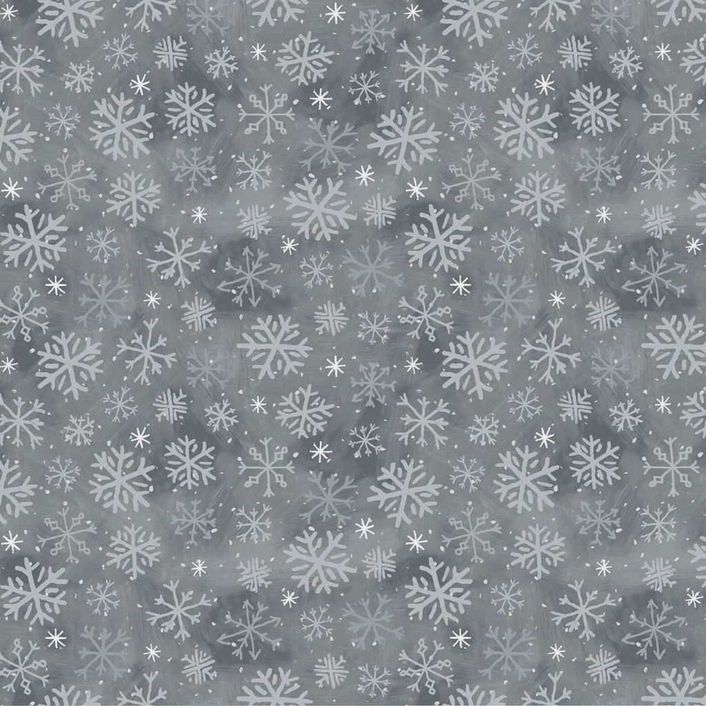 Snowtime Flannel Snowflakes in Grey by Anita Jeram