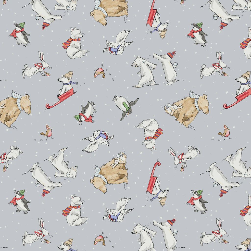 Snowtime Flannel Toile in Grey by Anita Jeram