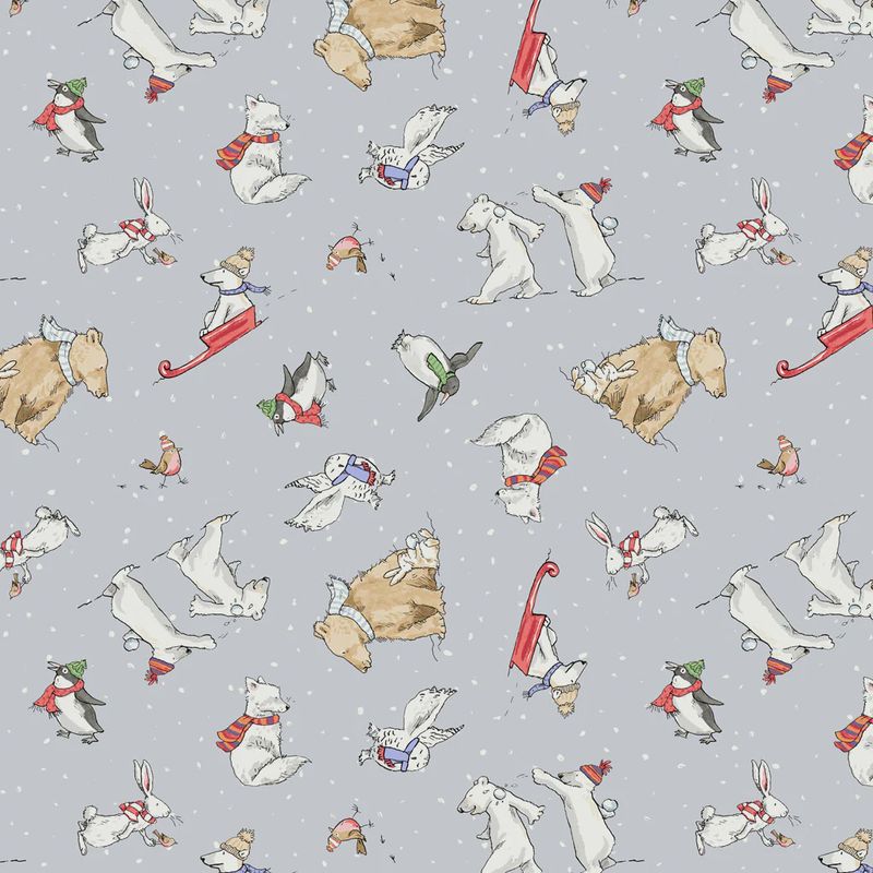 Snowtime Flannel Toile in Grey by Anita Jeram