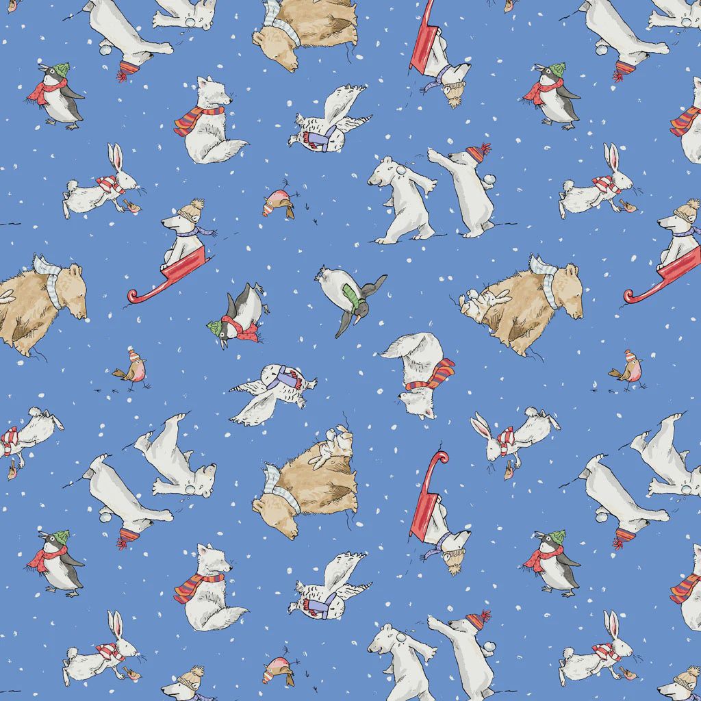 Snowtime Flannel Toile in Blue by Anita Jeram