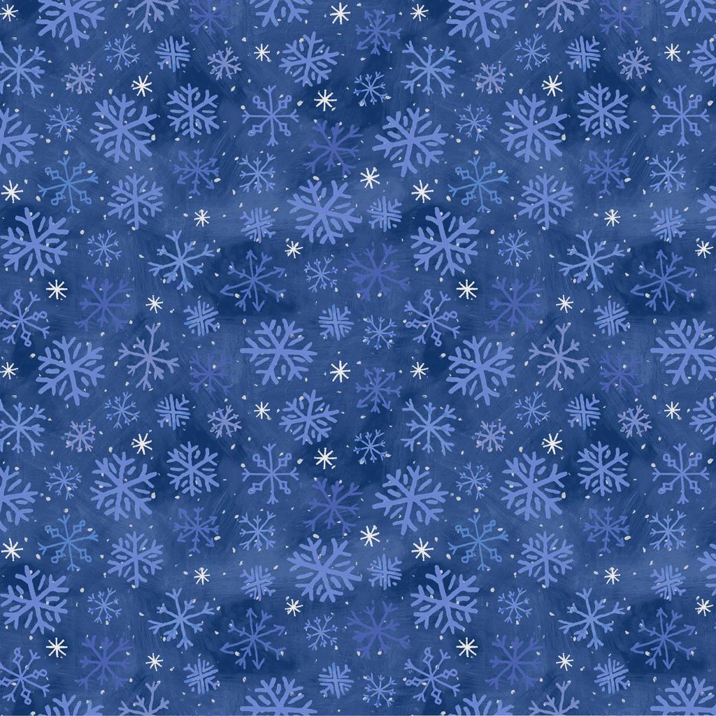 Snowtime Flannel Snowflakes in Dark Blue by Anita Jeram