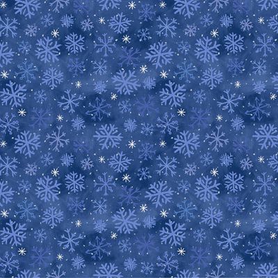 Snowtime Flannel Snowflakes in Dark Blue by Anita Jeram