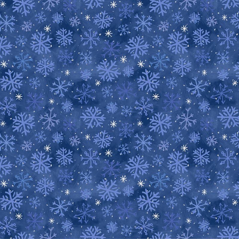Snowtime Flannel Snowflakes in Dark Blue by Anita Jeram