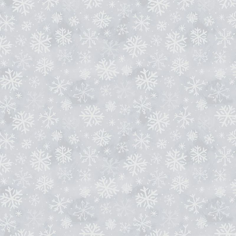Snowtime Flannel Snowflakes in Light Grey by Anita Jeram
