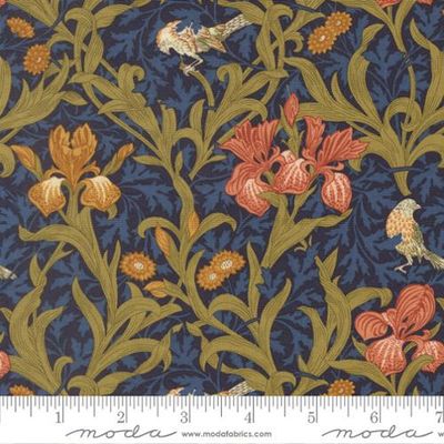 Morris Muse Iris Floral Birds in Twilight by Barbara Brackman