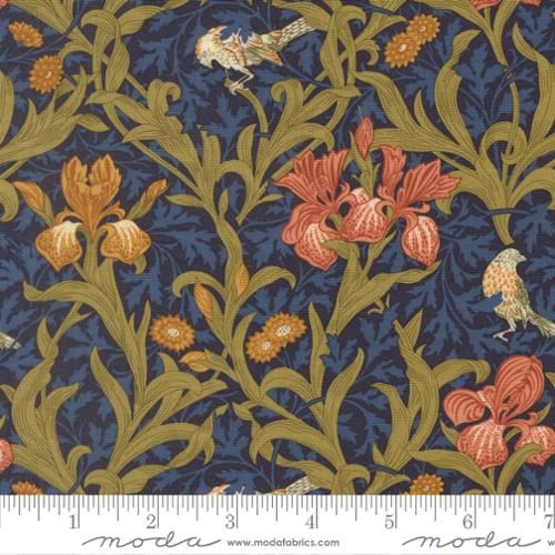 Morris Muse Iris Floral Birds in Twilight by Barbara Brackman