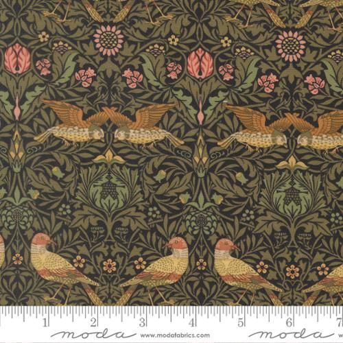 Morris Muse Damask Birds in Ebony by Barbara Brackman