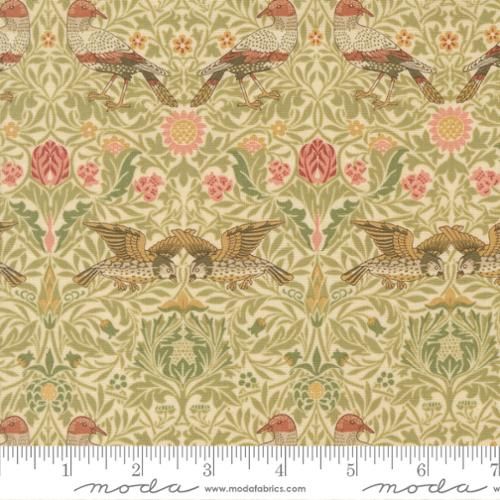 Morris Muse Damask Birds in Parchment by Barbara Brackman