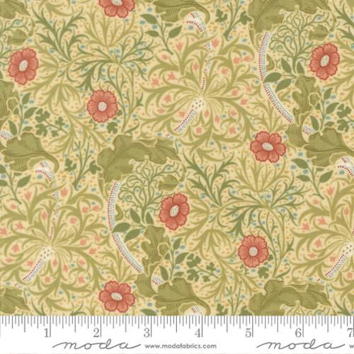 Morris Muse Seaweed Floral in Parchment by Barbara Brackman