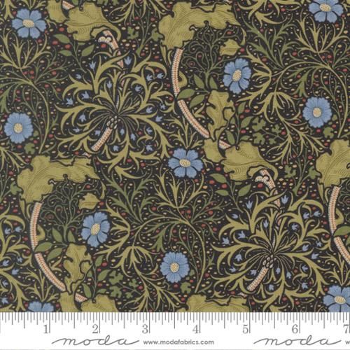 Morris Muse Seaweed Floral in Ebony by Barbara Brackman