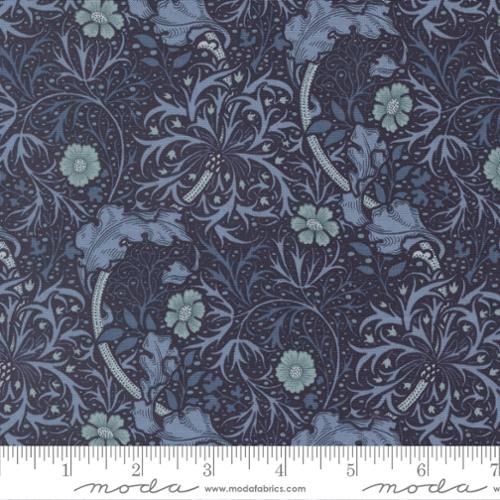Morris Muse Seaweed Floral in Twilight by Barbara Brackman