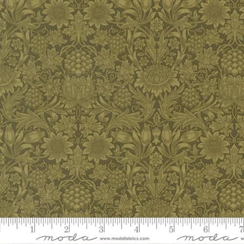 Morris Muse Sunflower Damask in Sage by Barbara Brackman
