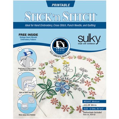 SULKY Stick ‘n Stitch - 21.5 x 28cm (8½″ x 11″) - 12 sheets