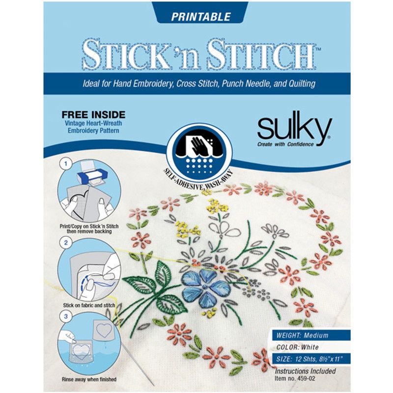 SULKY Stick ‘n Stitch - 21.5 x 28cm (8½″ x 11″) - 12 sheets