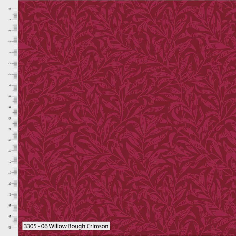 William Morris Willow Bough Wideback (108") in Crimson by  V&amp;A