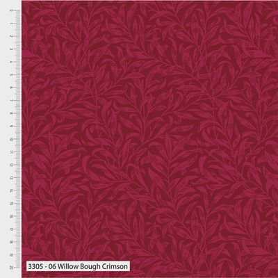 William Morris Willow Bough Wideback (108&quot;) in Crimson by  V&amp;A