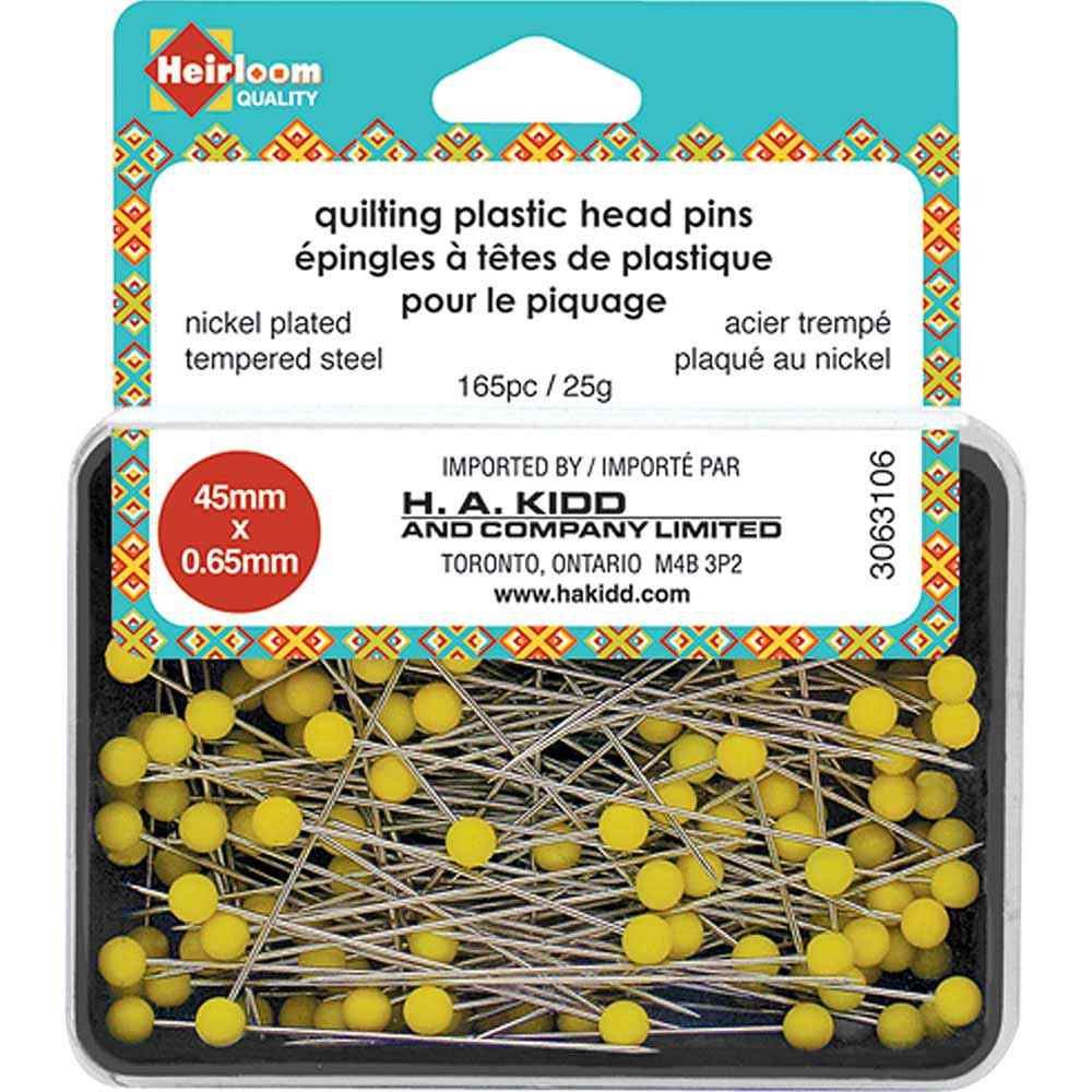 HEIRLOOM Quilting Plastic Head Pins - 165 pcs - 45mm (13⁄4″)