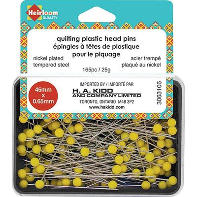 HEIRLOOM Quilting Plastic Head Pins - 165 pcs - 45mm (13⁄4″)