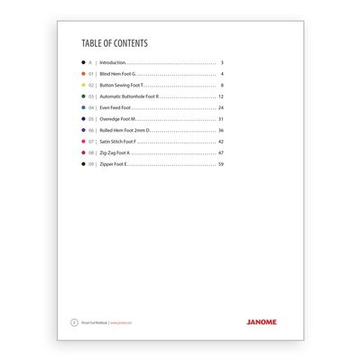 Janome Presser Foot Workbook