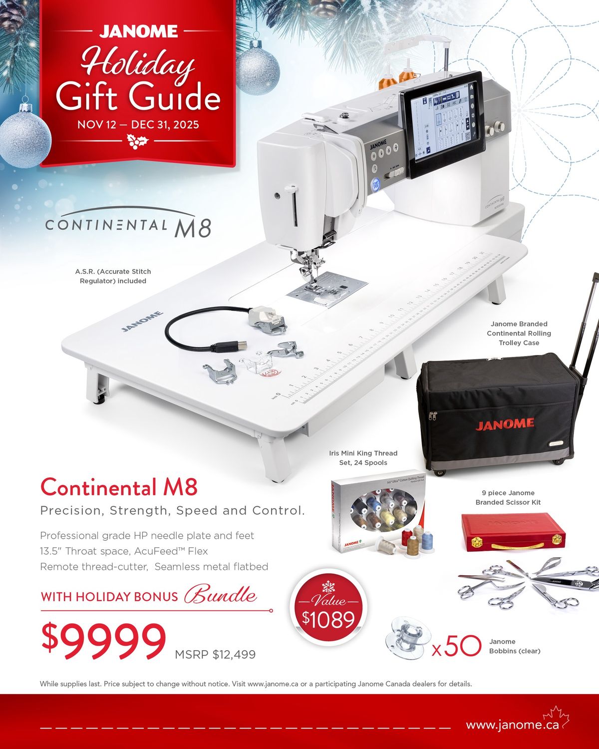 Janome Continental M8 + Holiday Bundle 2025