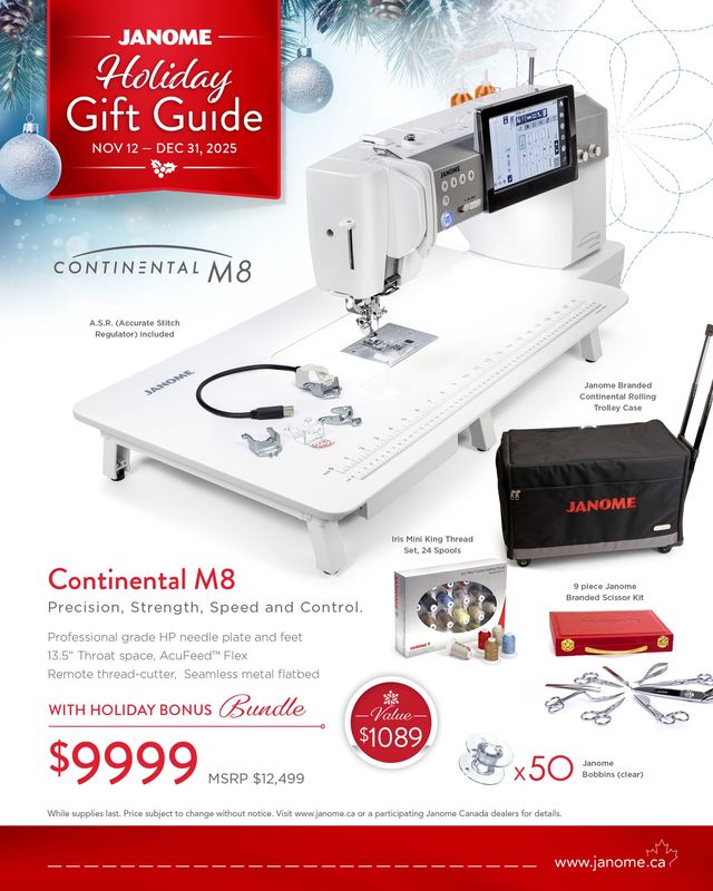 Janome Continental M8 + Holiday Bundle 2025