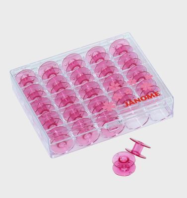 Janome Pink Bobbins with Clear Case - 25 pk