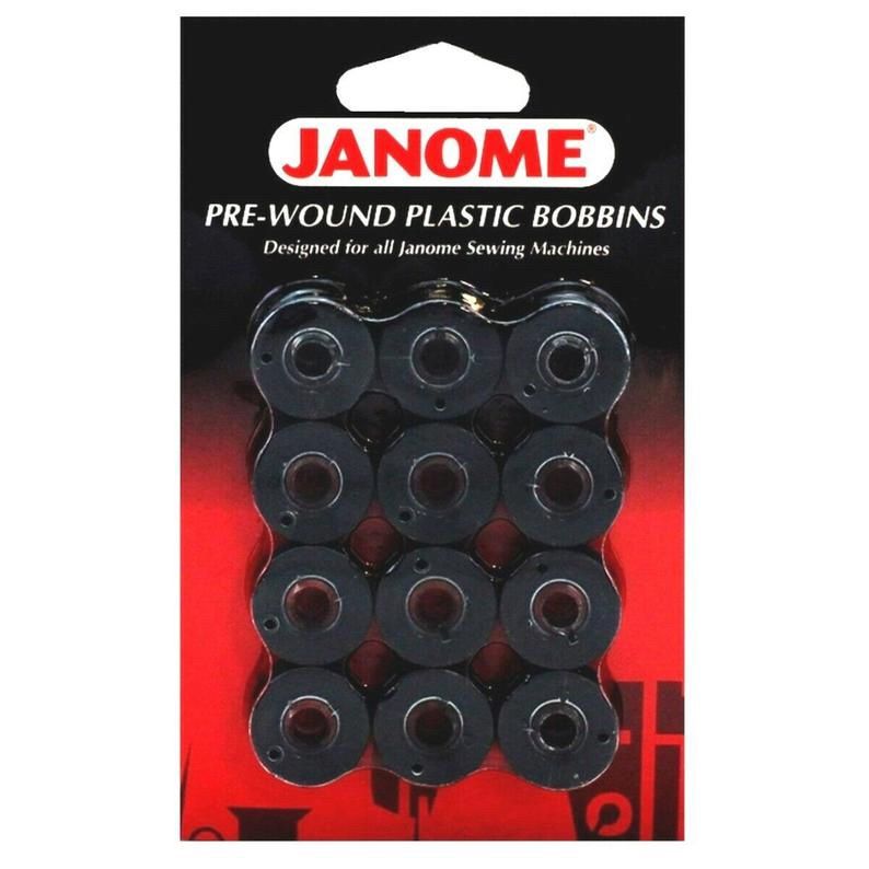 Janome Pre-Wound Plastic Bobbins for all Janome Sewing Machines, Colour: Black