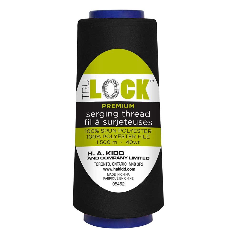 TruLock Premium Serger Thread, Colour: Black, Size: 1500 m
