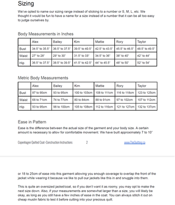 Copenhagen Quilted Coat - Rory Size - Digital Quilting Pattern