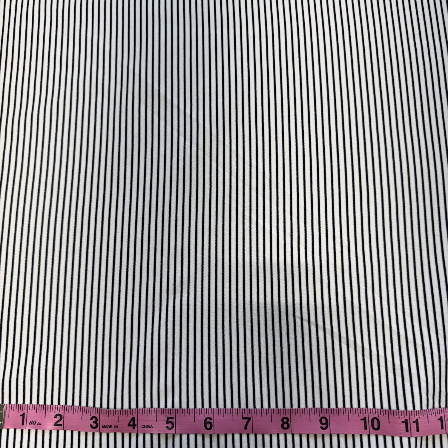 Viscose/Nylon Lightweight Stripe Ponte, Colour: Ivory/Navy
