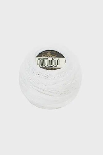 DMC #1168S Pearl Cotton Thread Ball (80m) - Size 8, Colour: B5200 Pearlescent White Light