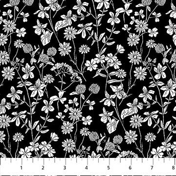Nature's Sketchbook Meadow Flowers in Black by Deborah Edwards