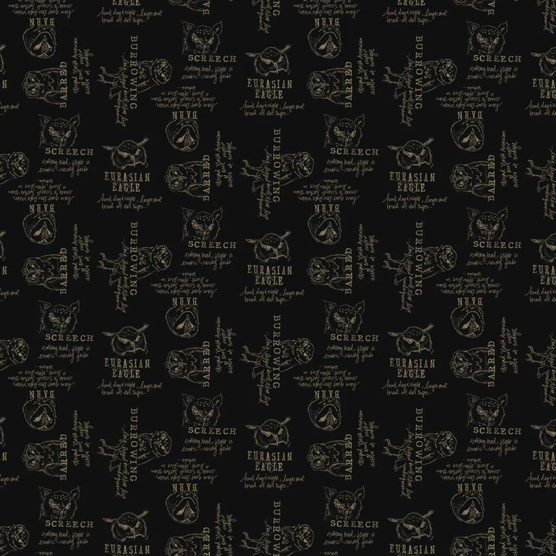 Night Whispers Words in Black by Lexi Grenzer for Clothworks Y4674-3